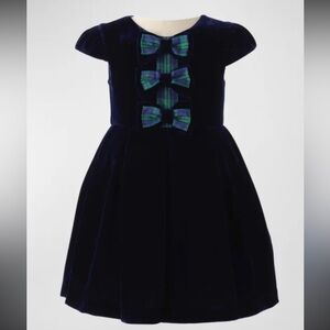 Rachel Riley NWT Bow Velvet Tartan Holiday Dress